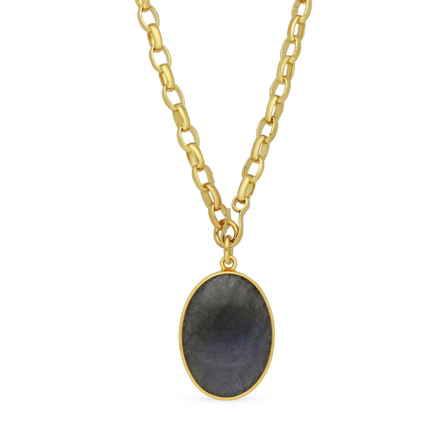 EXCLUSIVE Labradorite Pebble Pendant Necklace by Pomegranate London at ethical jeweller E.C.One London