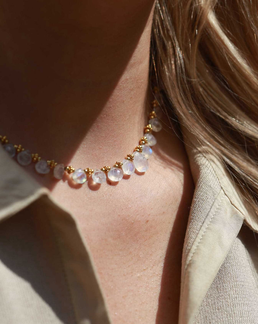 Pomegranate London DIVA Single Line Necklace Moonstone at EC One London
