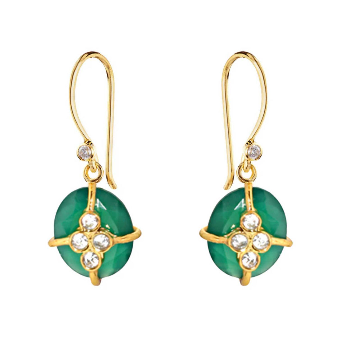 Pomegranate at E.C.One London PARCEL Facetted Green Onyx Hook Earrings
