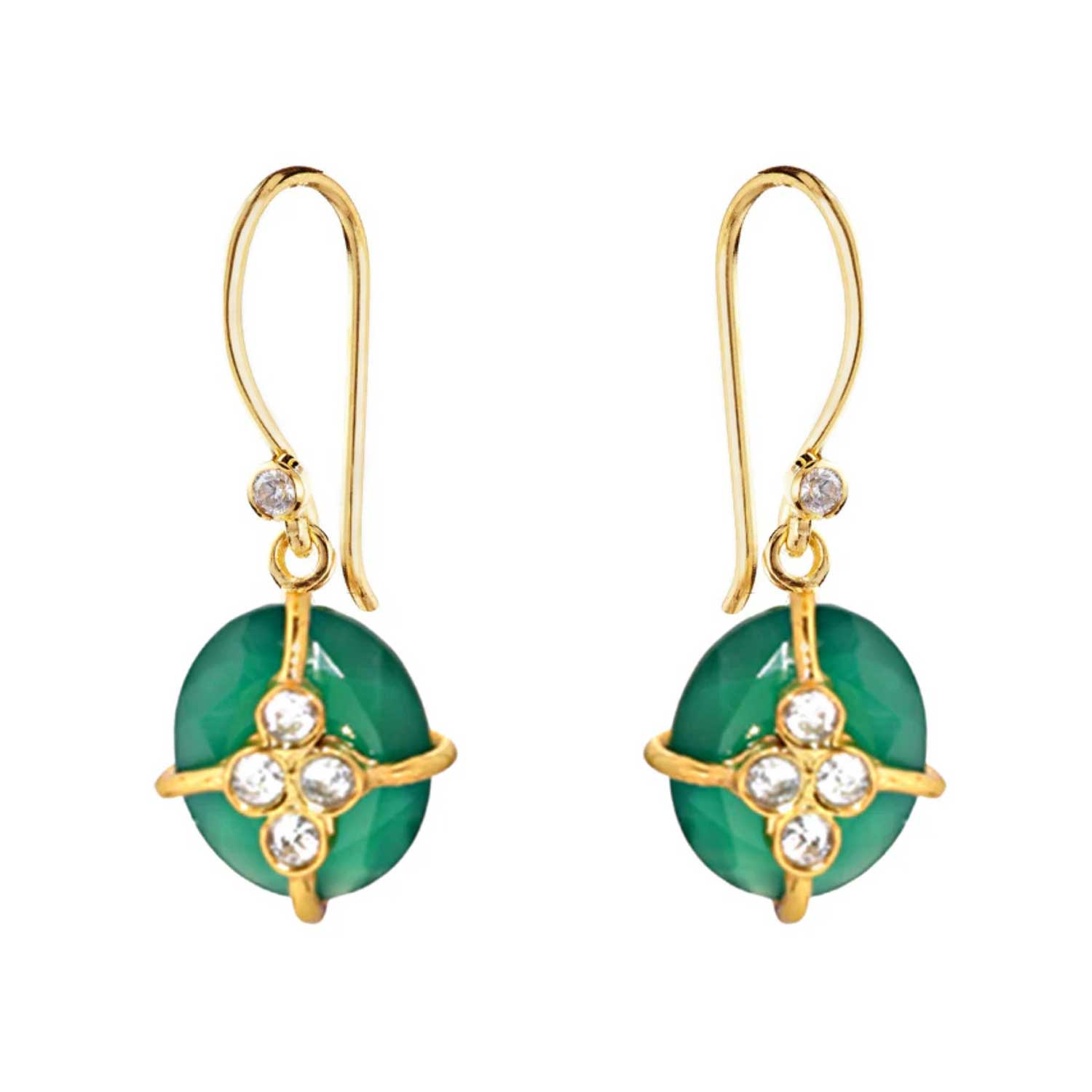 Pomegranate at E.C.One London PARCEL Facetted Green Onyx Hook Earrings