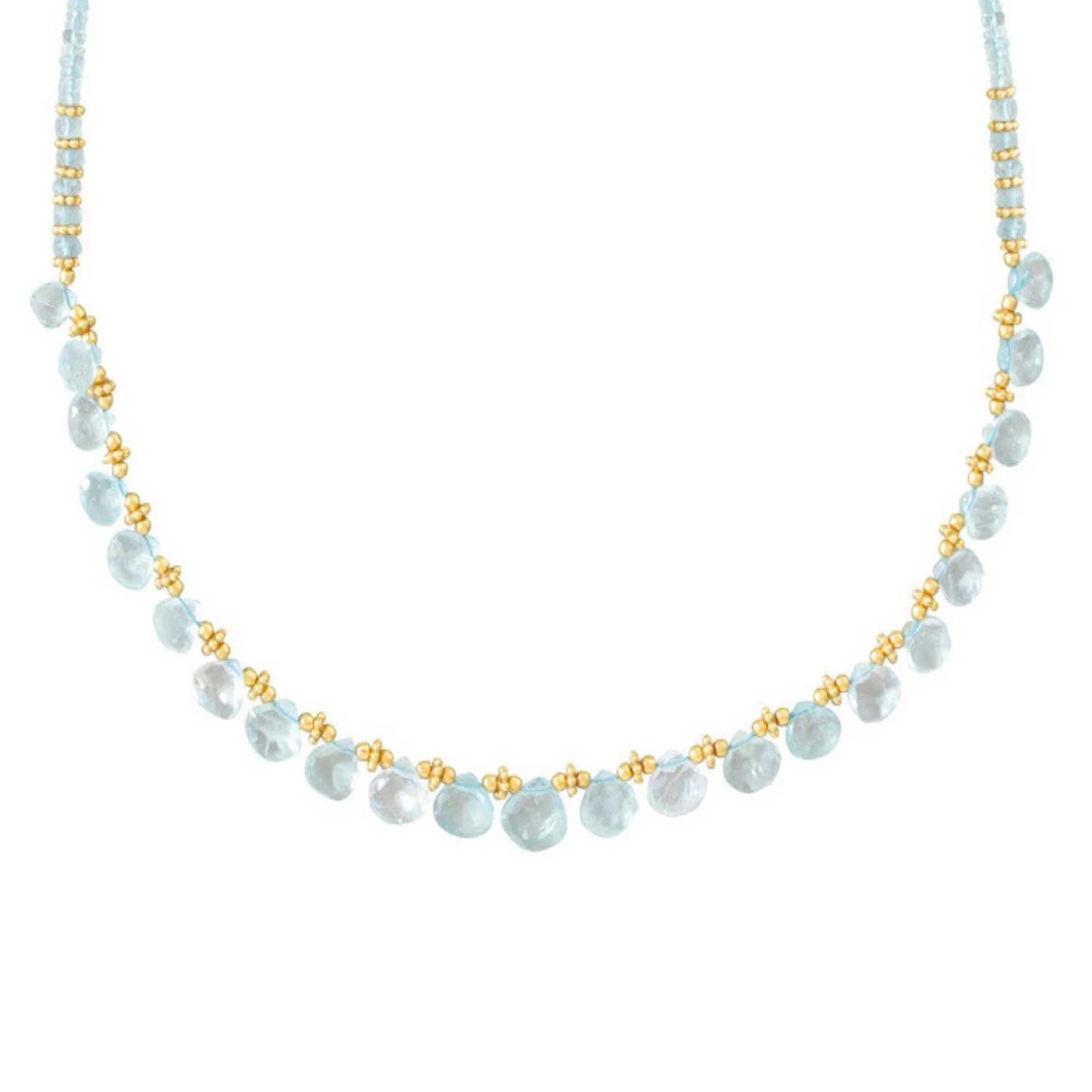 Pomegranate at E.C.One London  Diva Single Line Necklace Aquamarine