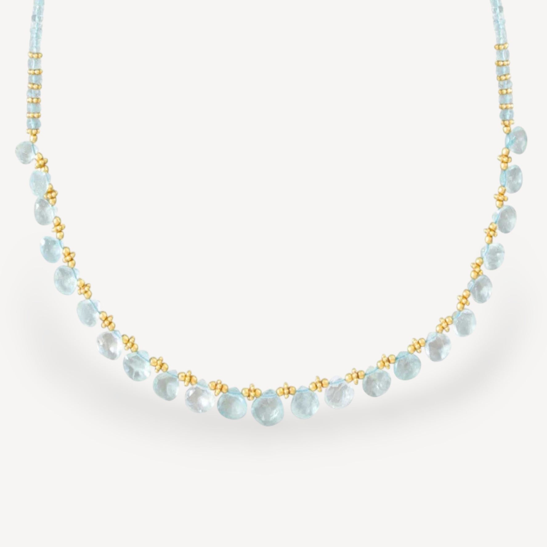 Pomegranate at E.C.One London  Diva Single Line Necklace Aquamarine