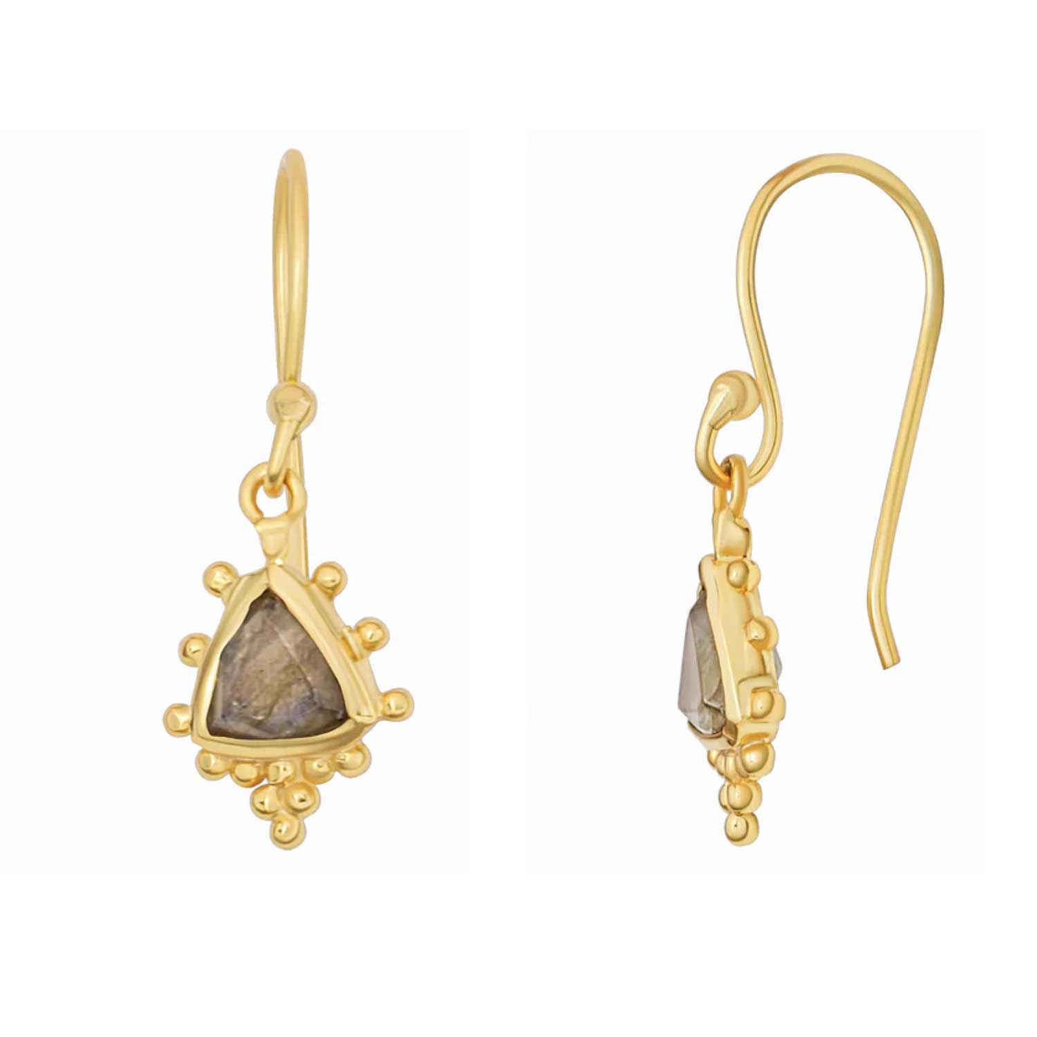 Oressa Labradorite drop earrings by Pomegranate at ethical Jeweller E.C.One London