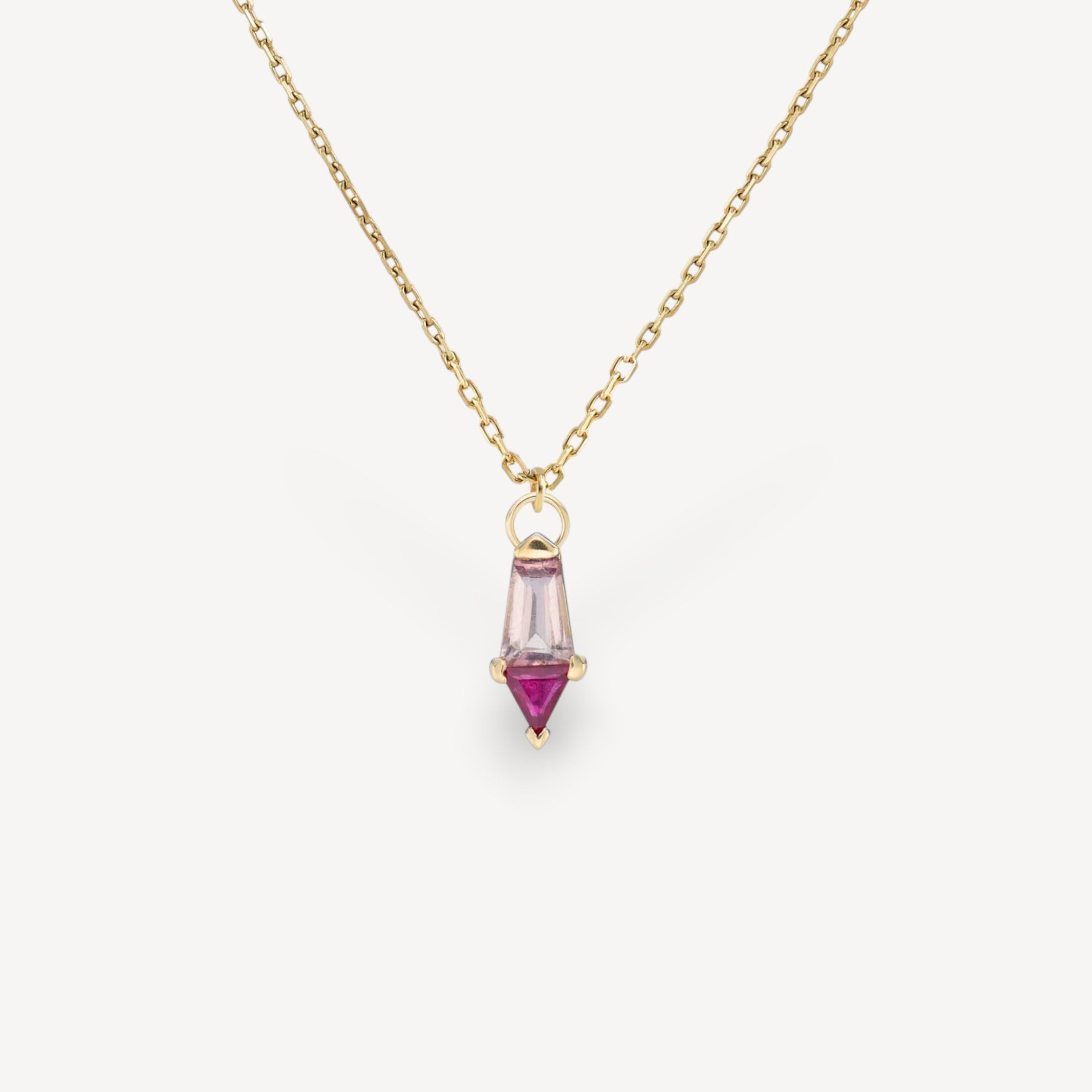 PRISM Pink Sapphire and Tourmaline Gold Pendant Necklace