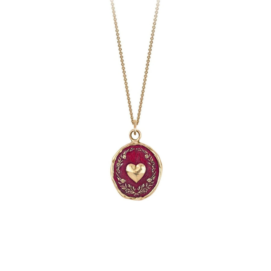 Pyrrha SELF LOVE Talisman 14ct Yellow Gold Necklace with Red Ceramic Detail at ethical jewellers EC One London