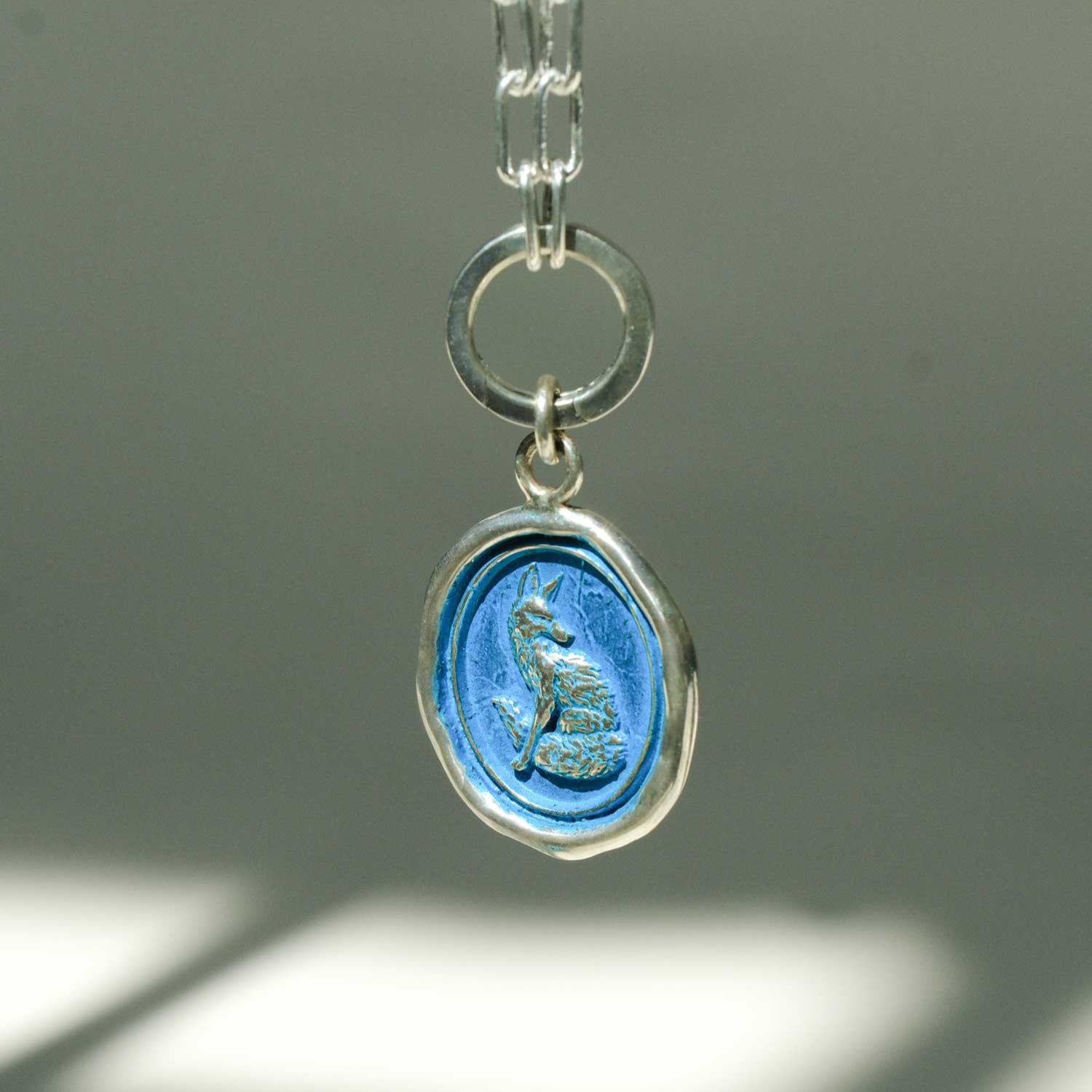 Pyrrha at ethical jeweller E.C.One TRUST IN YOURSELF Talisman Silver Necklace with Blue Ceramic Detail
