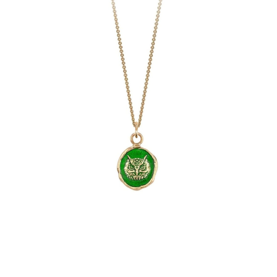 Pyrrha APPRECIATION Talisman 14ct Yellow Gold Necklace with Green Ceramic Detail at ethical jewellers EC One London