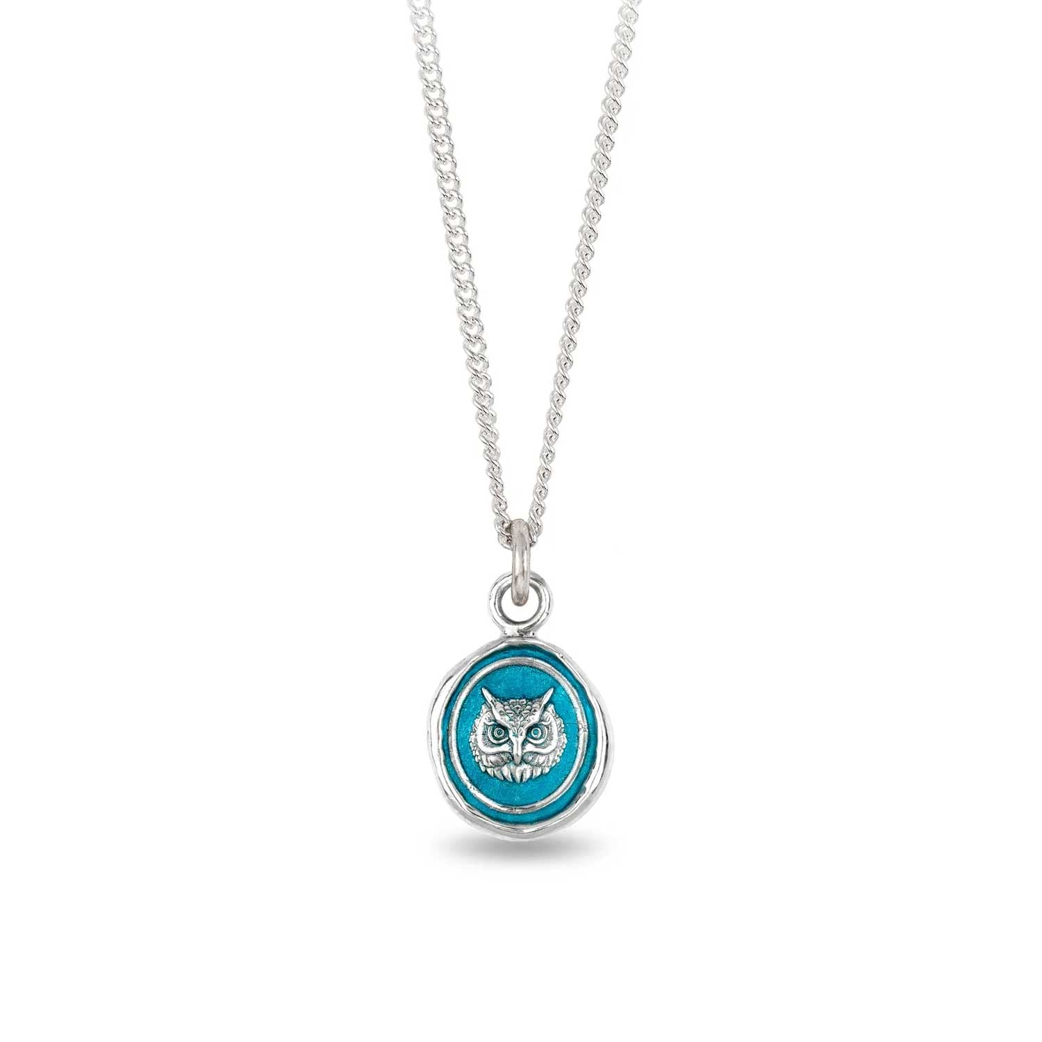 Pyrrha at ethical jeweller E.C.One WITTY Talisman Silver Necklace with Blue Ceramic Detail