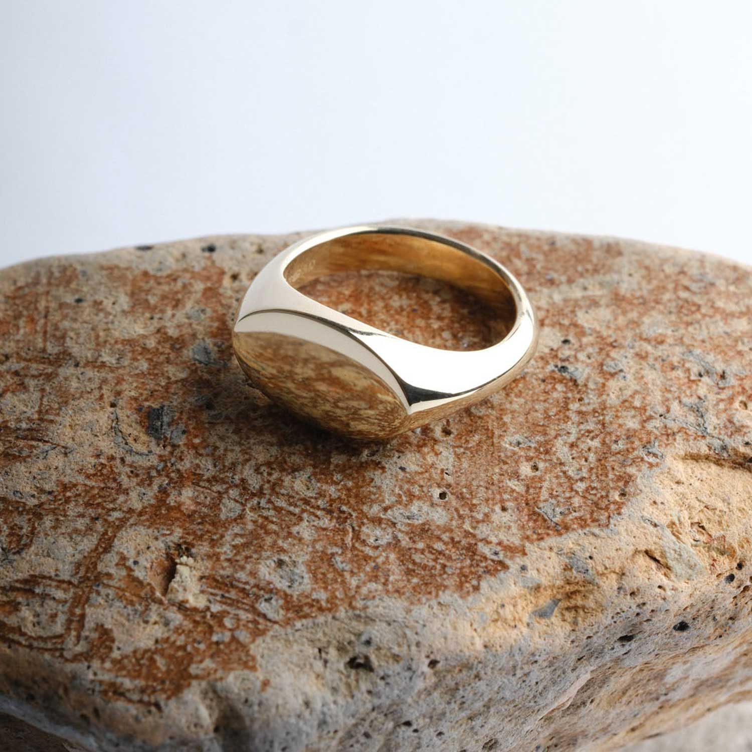 RAFFY Oval Gold SIGNET Ring by ethical London B Corp jeweller E.C.One