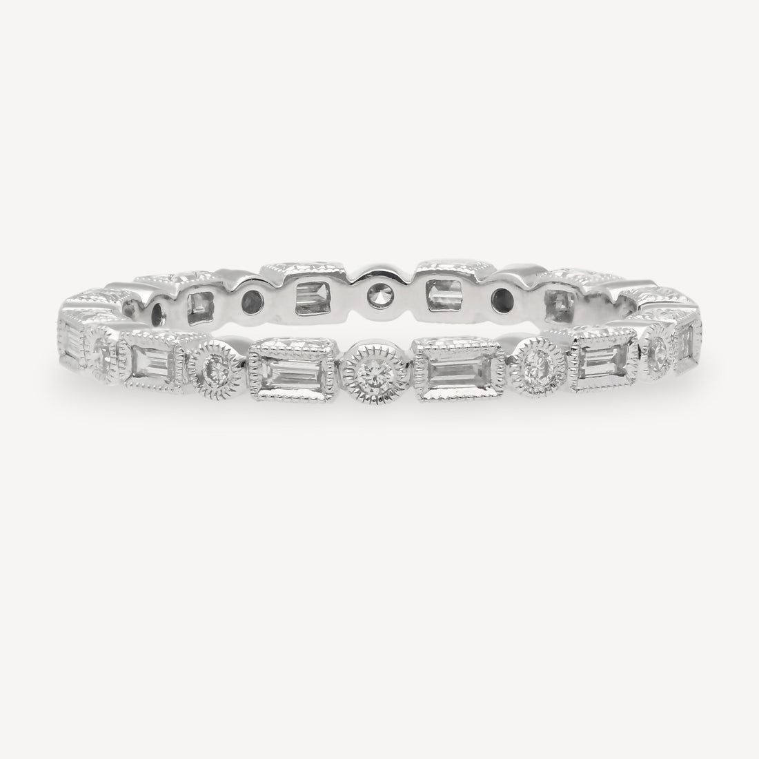 Baguette & Round White Gold Diamond Eternity Band