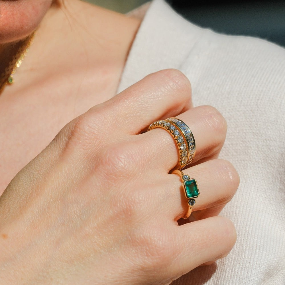 0.97ctct Baguette Diamond Half Eternity Ring Yellow Gold