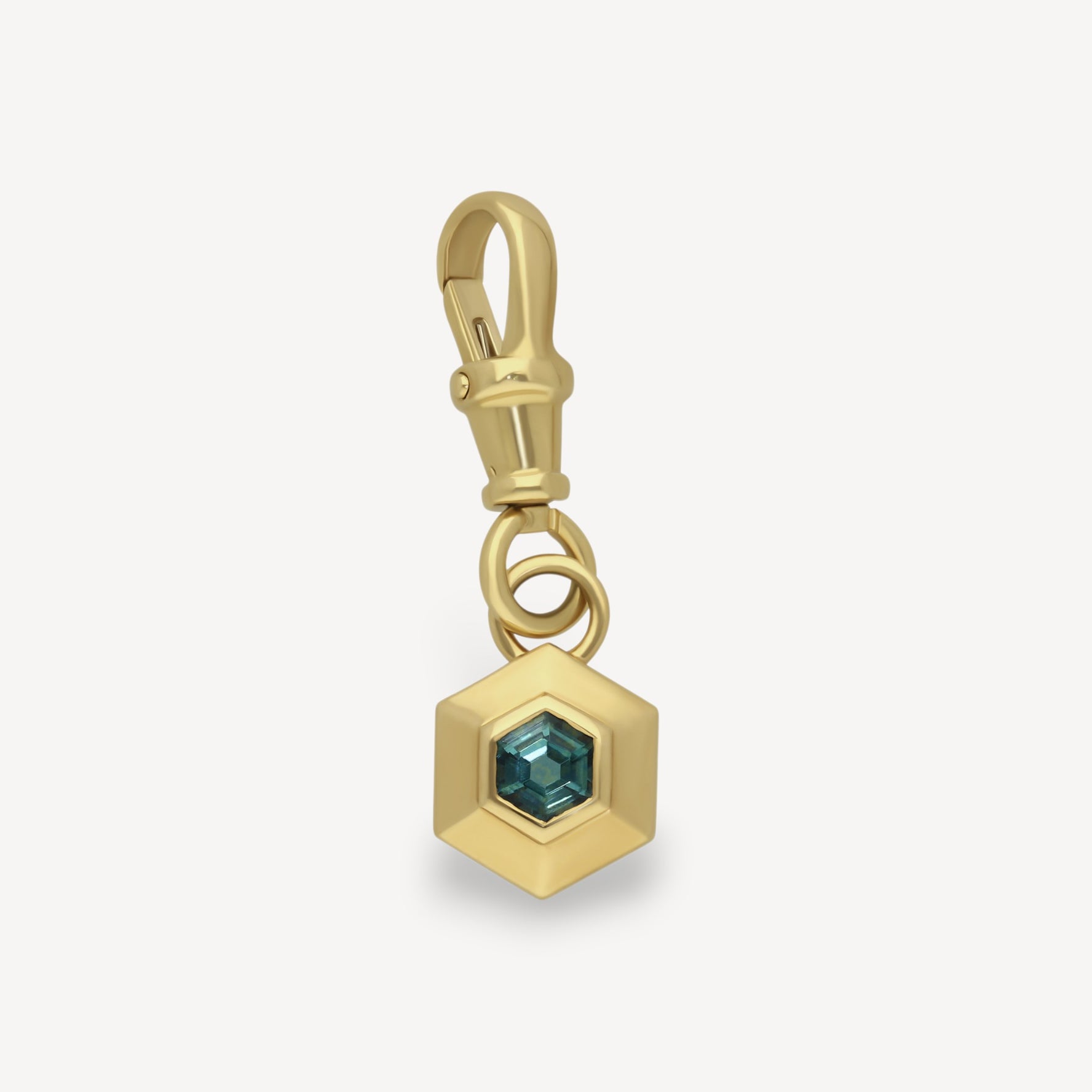 ROCKPOOL Hexagon Gold Charm with Blue Tourmaline