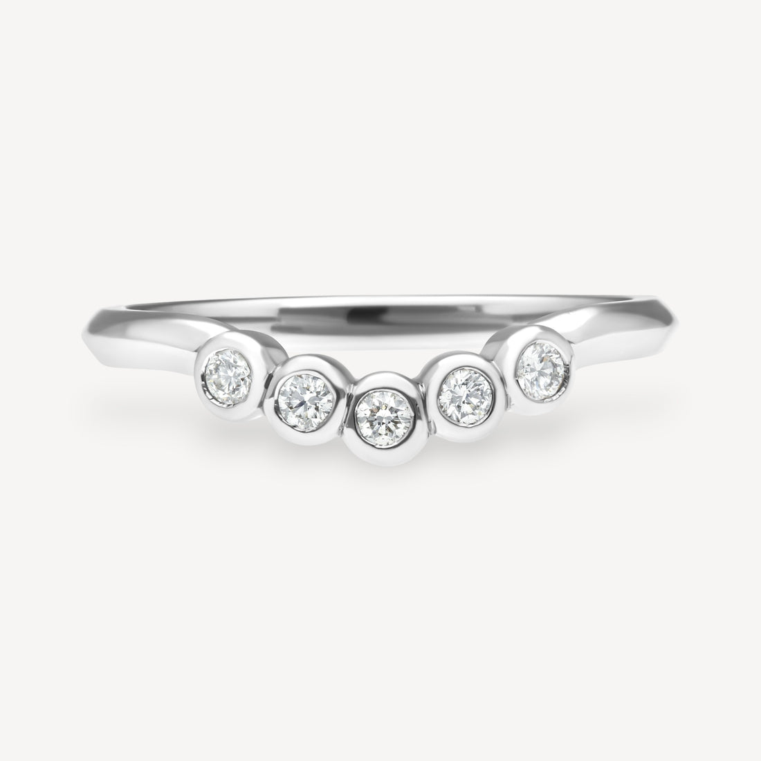 Rub Over Tiara White Gold Diamond Wedding Ring