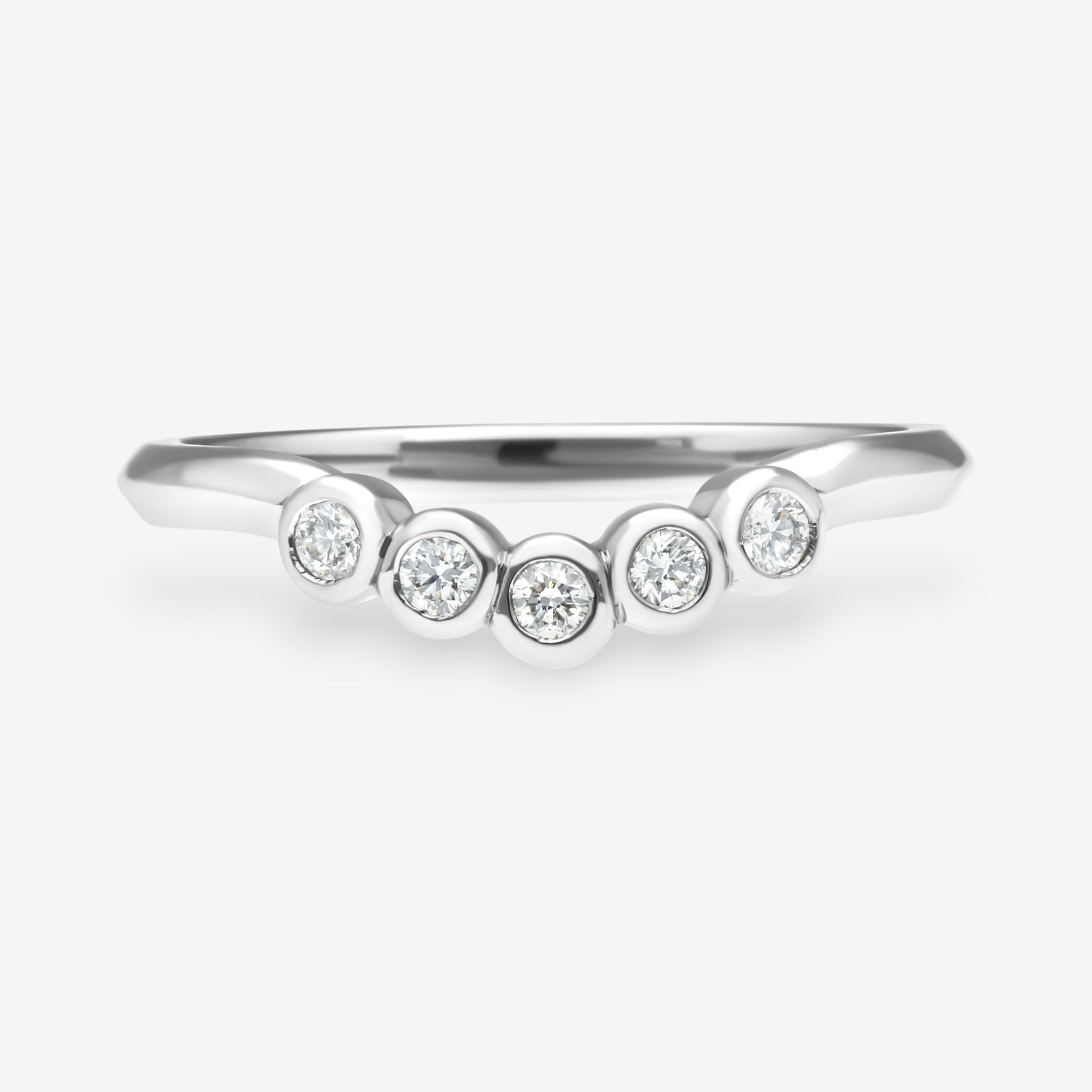 Rub Over Tiara White Gold Diamond Wedding Ring