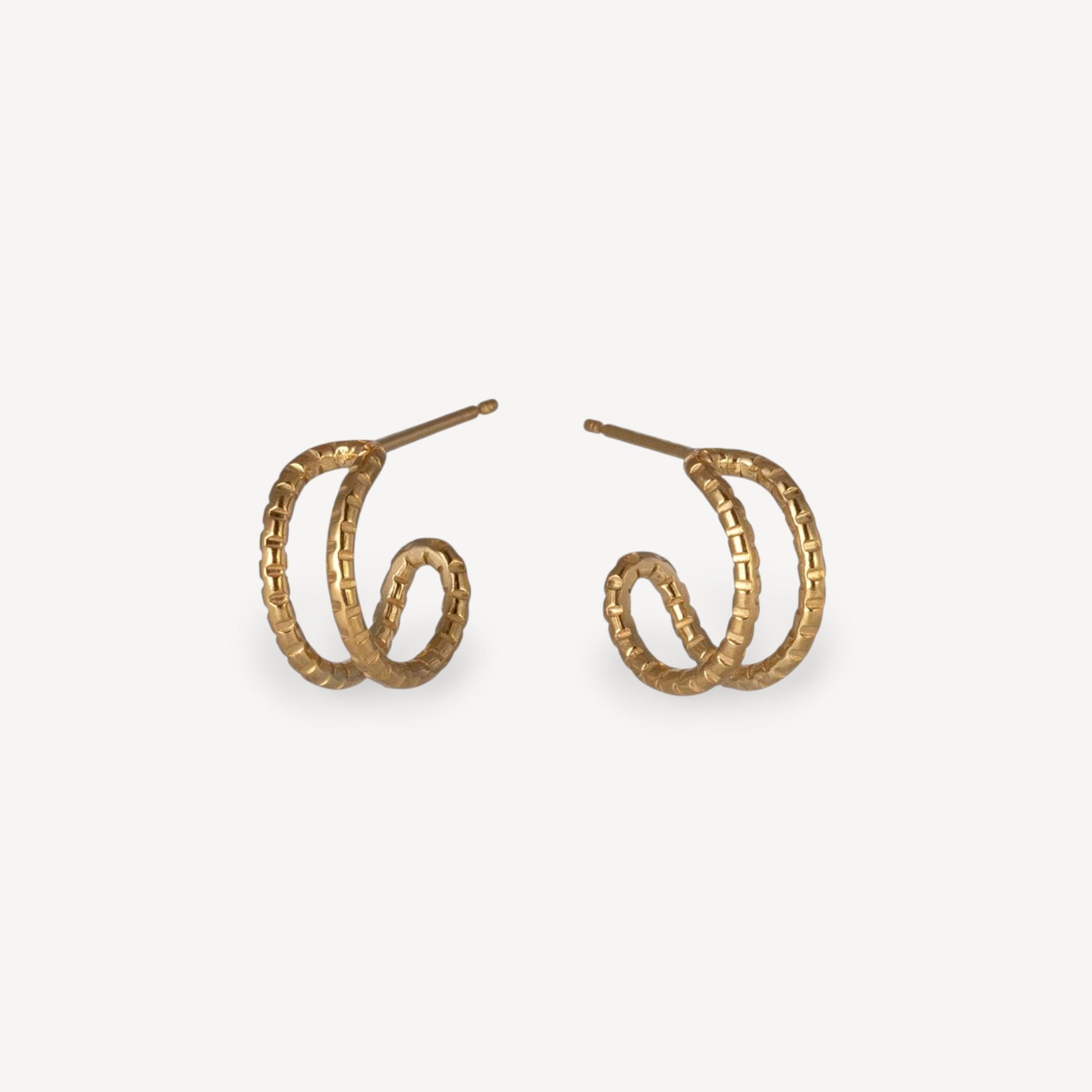 Serpentine Small Textured Parallel Hoop Earrings Gold Plated