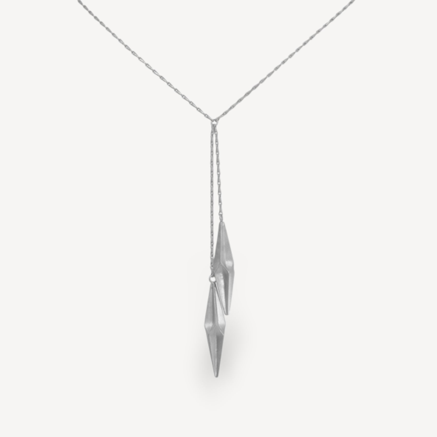 Shard Double Drop Necklace Silver
