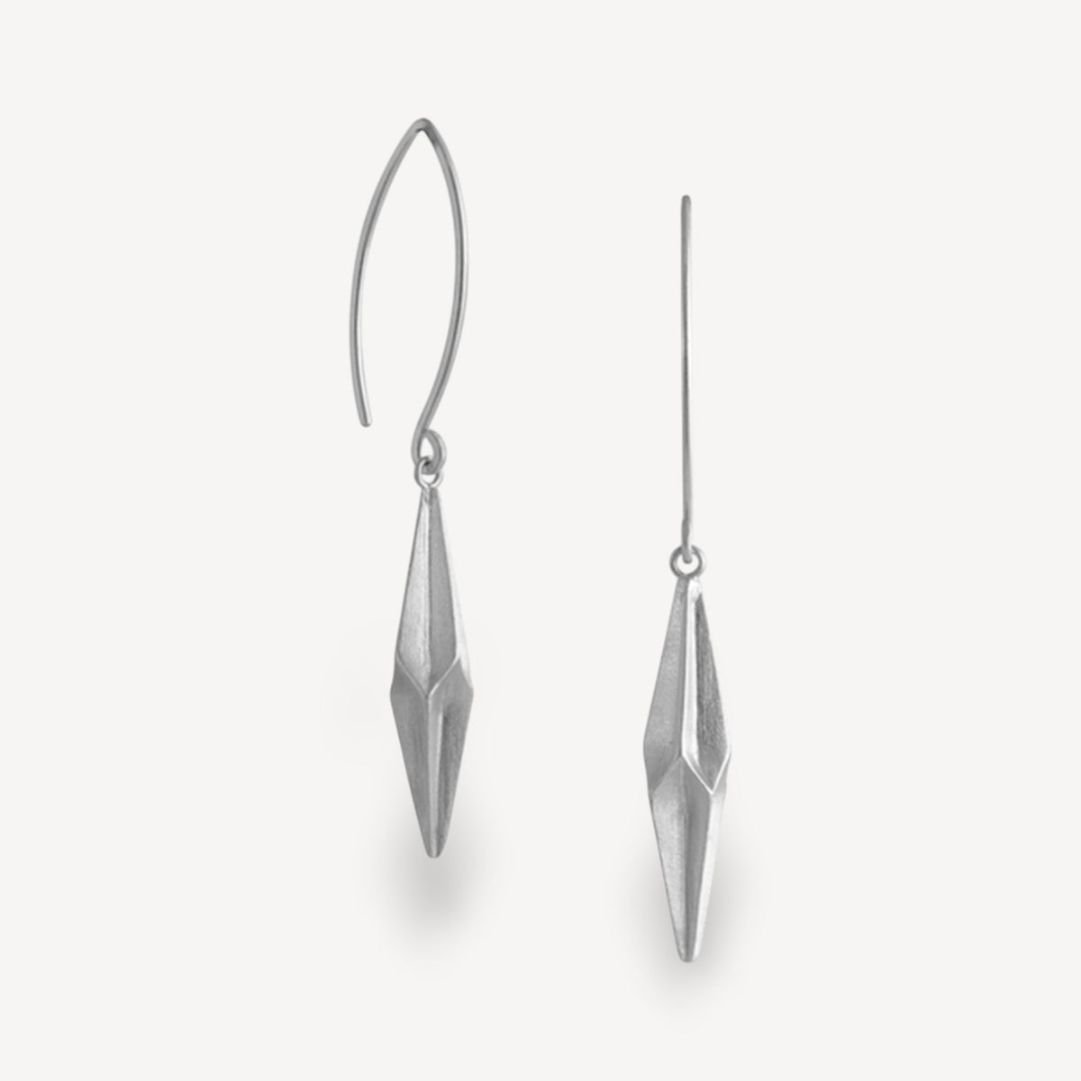 Shard Pleated Hook Earrings Silver