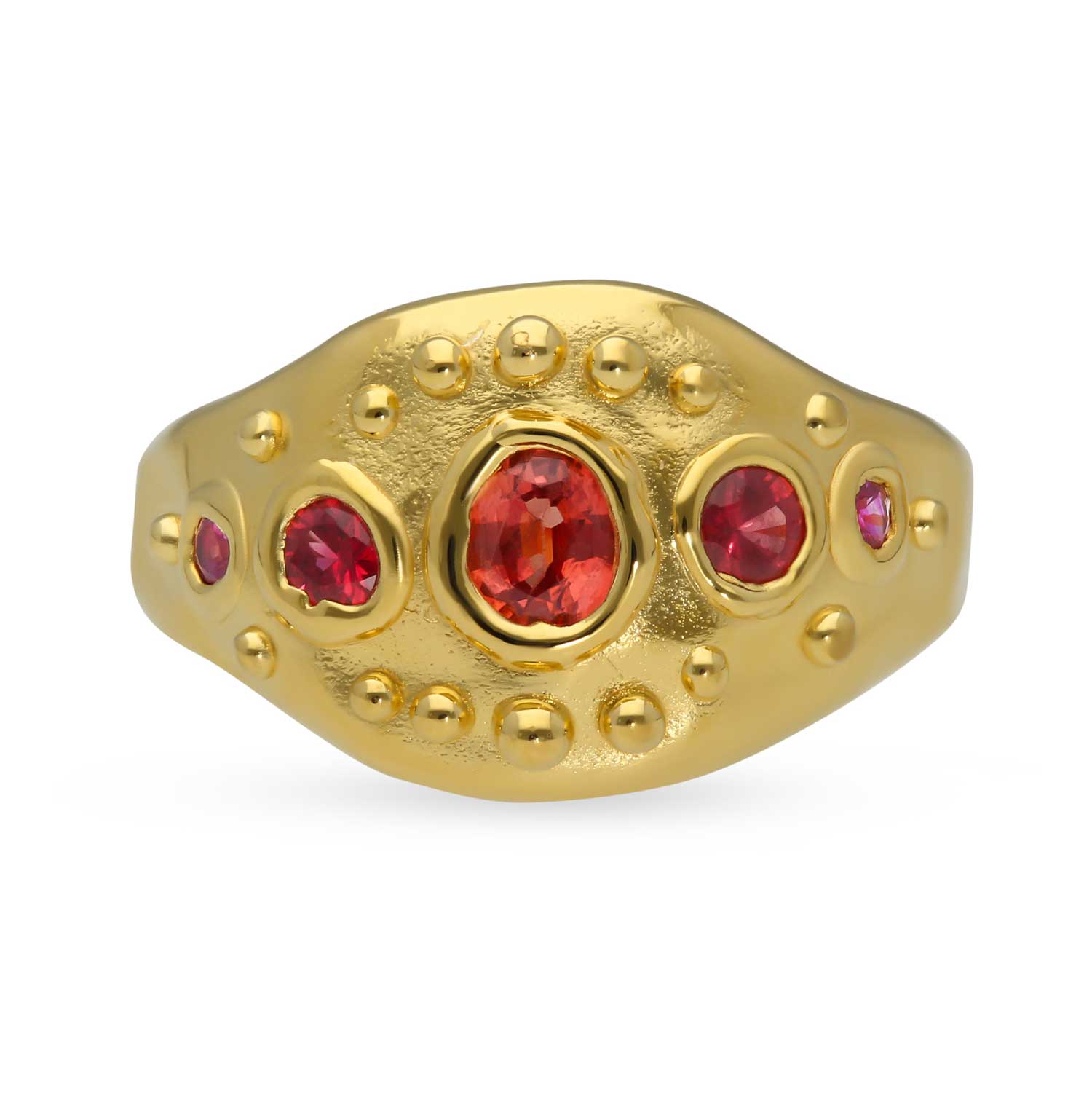 Sharlala at ethical jewellers E.C.One London EMBLEMA Ring with Orange Sapphires