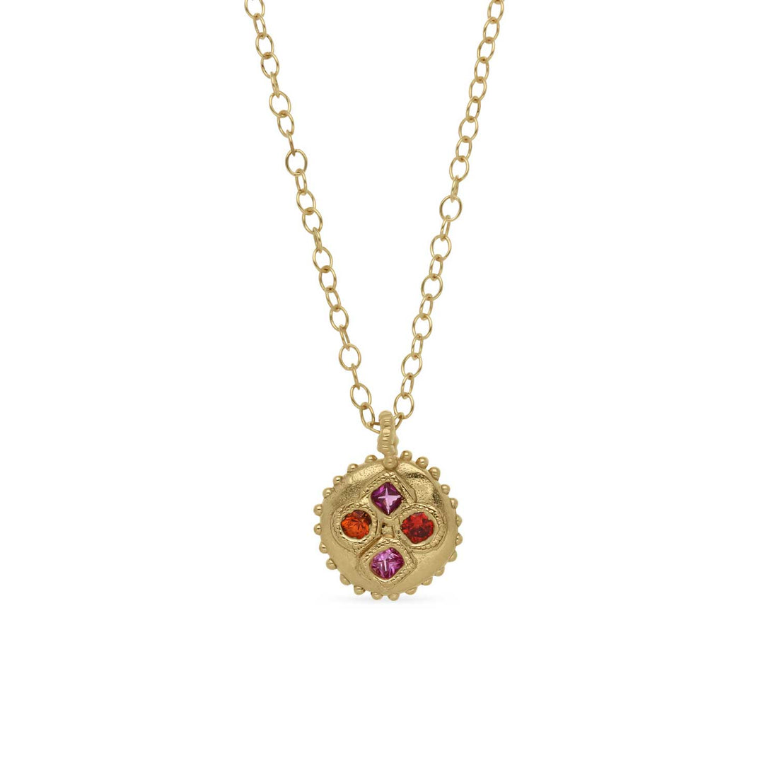 BLOOM Pendant with Pink and Orange Sapphires By Sharlala at ethical jeweller E.C.One London