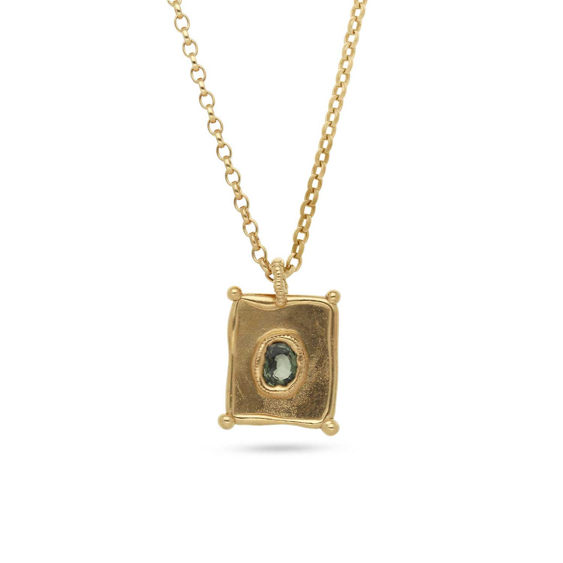 TABLET Mini Pendant with Green Sapphire By Sharlala at ethical jeweller E.C.One London