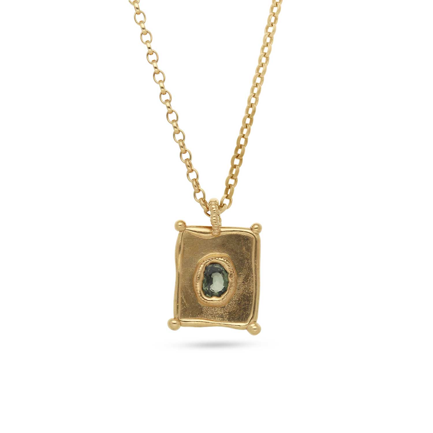 TABLET Mini Pendant with Green Sapphire By Sharlala at ethical jeweller E.C.One London
