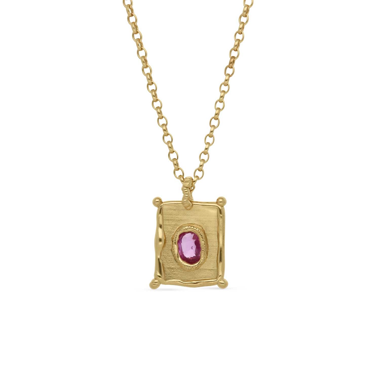 TABLET Mini Pendant with Pink Sapphire By Sharlala at ethical jeweller E.C.One London