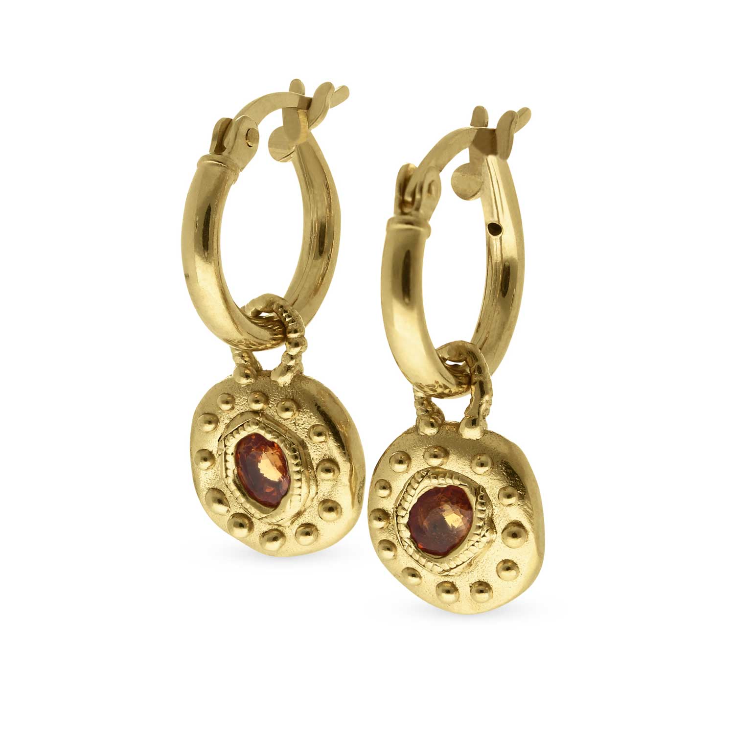 SUN RA Drop Earrings with Orange Sapphires By Sharlala at ethical jeweller E.C.One London