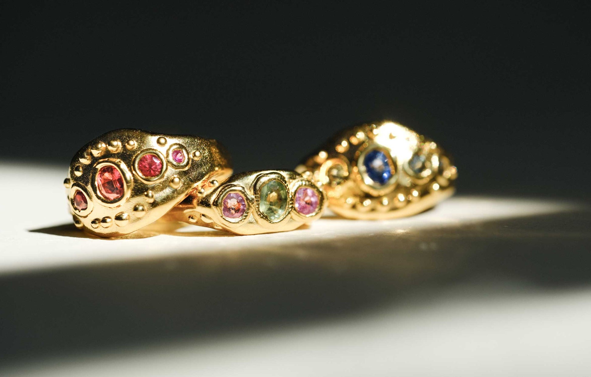 Sharlala at ethical jewellers E.C.One London EMBLEMA Ring with Orange Sapphires