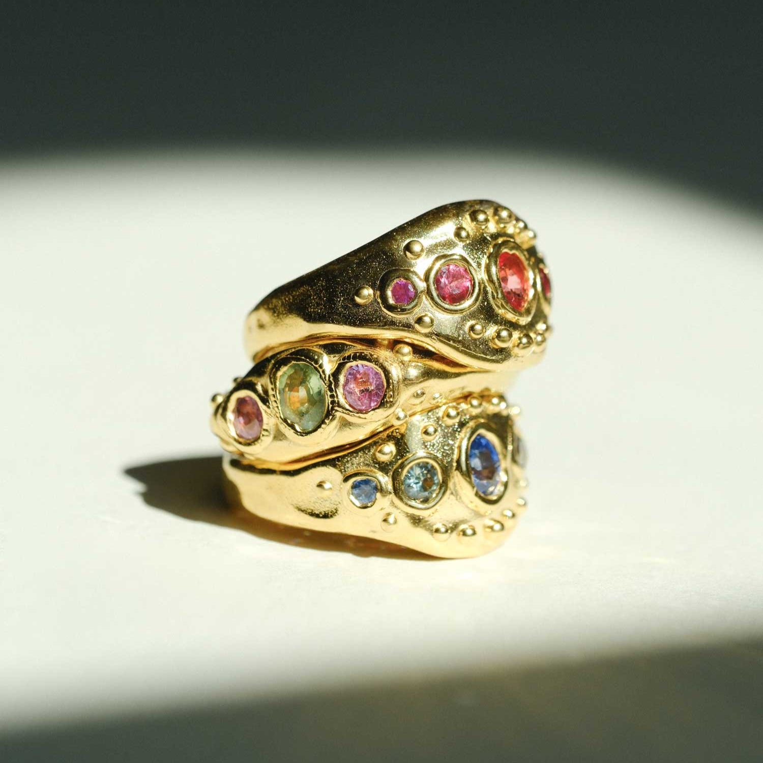 Sharlala at ethical jewellers E.C.One London EMBLEMA Ring with Orange Sapphires