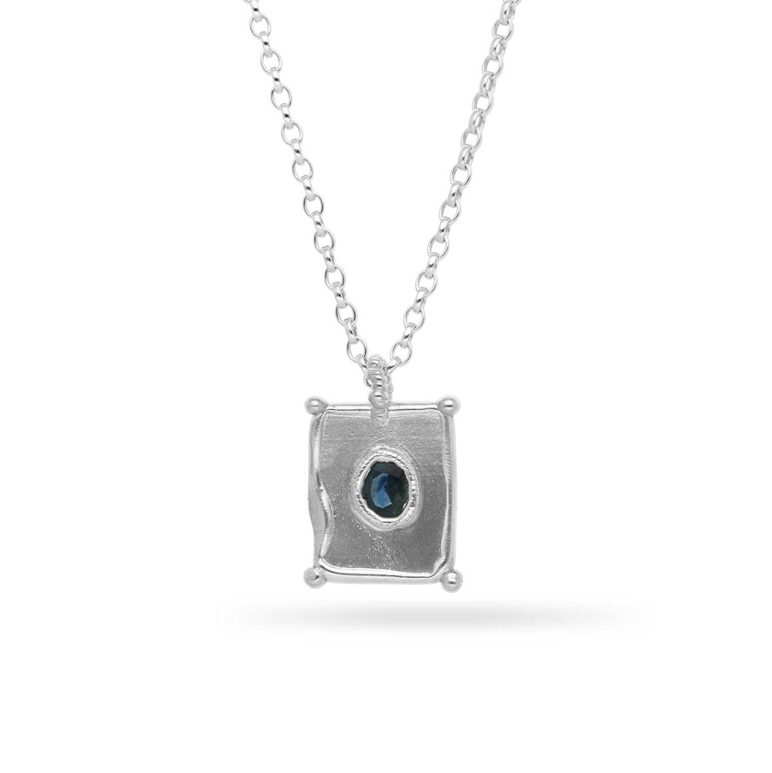 TABLET Mini Pendant with Blue Sapphire Silver By Sharlala at ethical jeweller E.C.One London