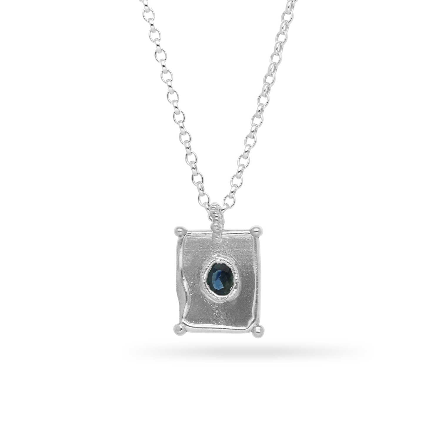 TABLET Mini Pendant with Blue Sapphire Silver By Sharlala at ethical jeweller E.C.One London