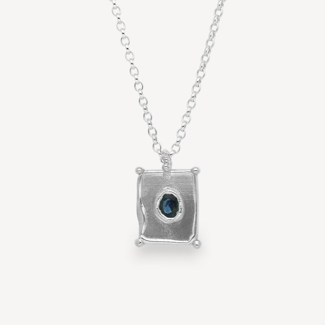 TABLET Mini Pendant with Blue Sapphire Silver By Sharlala at ethical jeweller E.C.One London