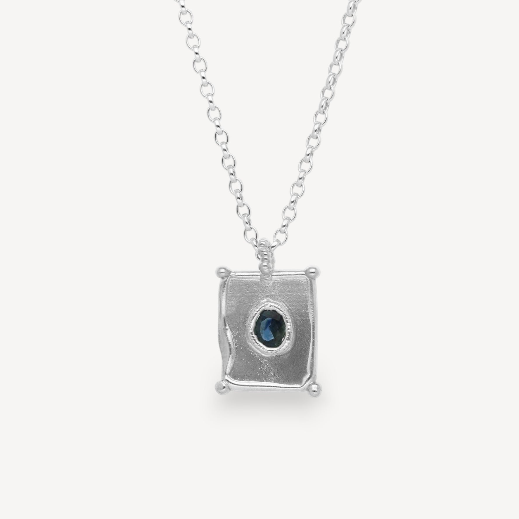 TABLET Mini Pendant with Blue Sapphire Silver By Sharlala at ethical jeweller E.C.One London