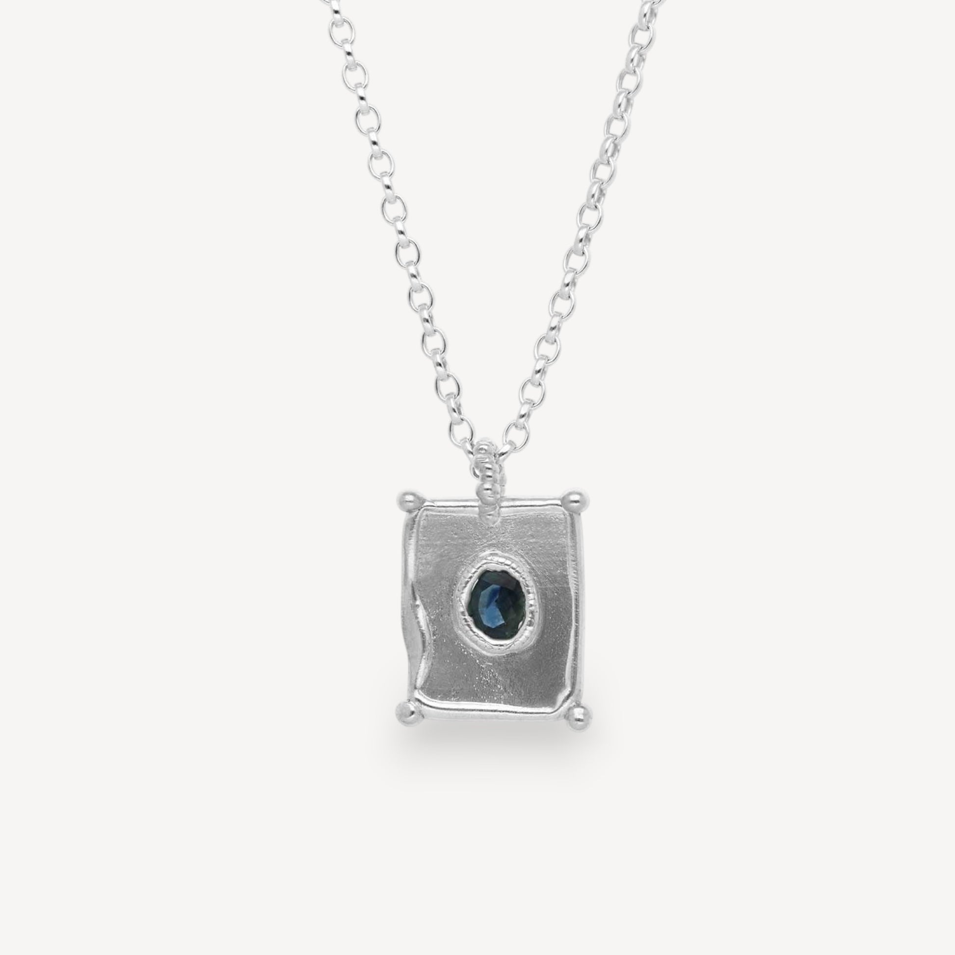 TABLET Mini Pendant with Blue Sapphire Silver By Sharlala at ethical jeweller E.C.One London