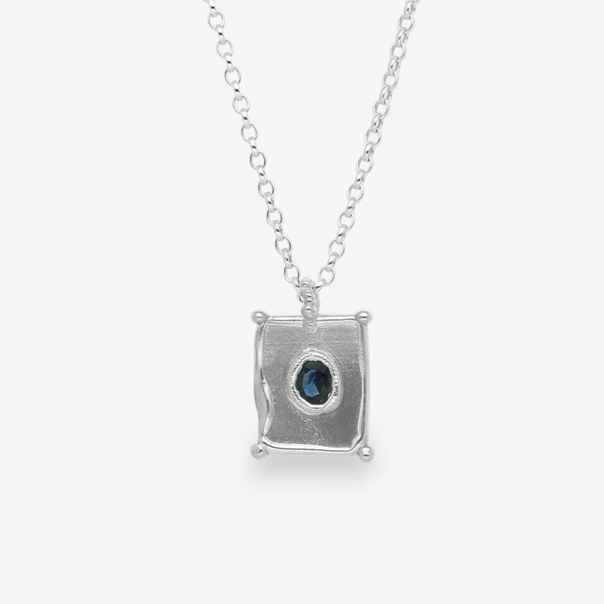 TABLET Mini Pendant with Blue Sapphire Silver By Sharlala at ethical jeweller E.C.One London