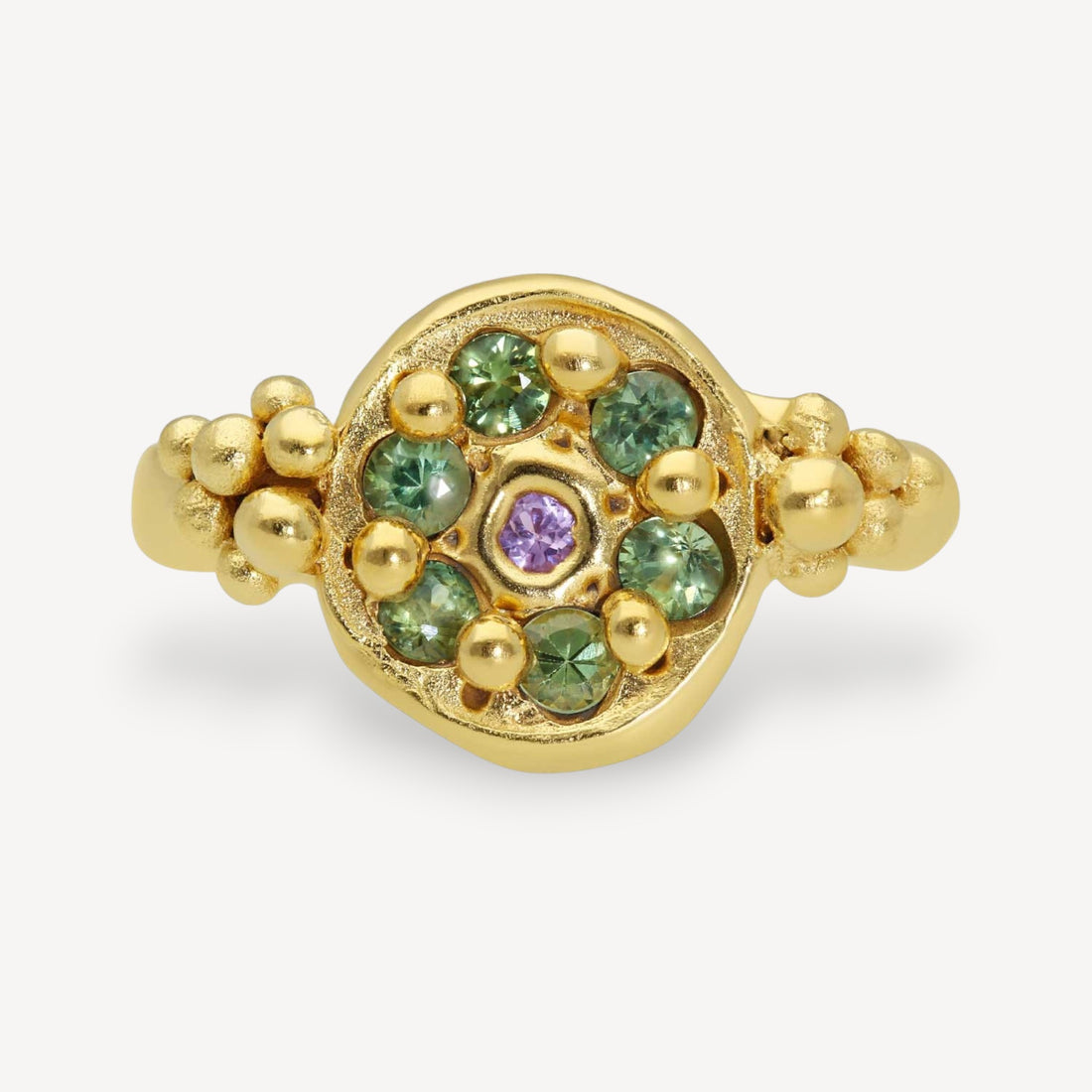 SEA FOAM Ring with Green Sapphire