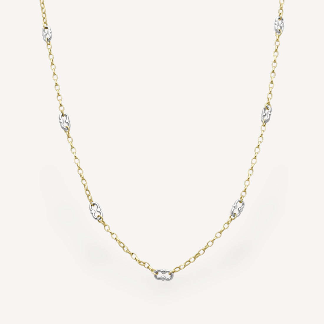 AMWELL Necklace Yellow Gold Signature Chain with White Gold Detail