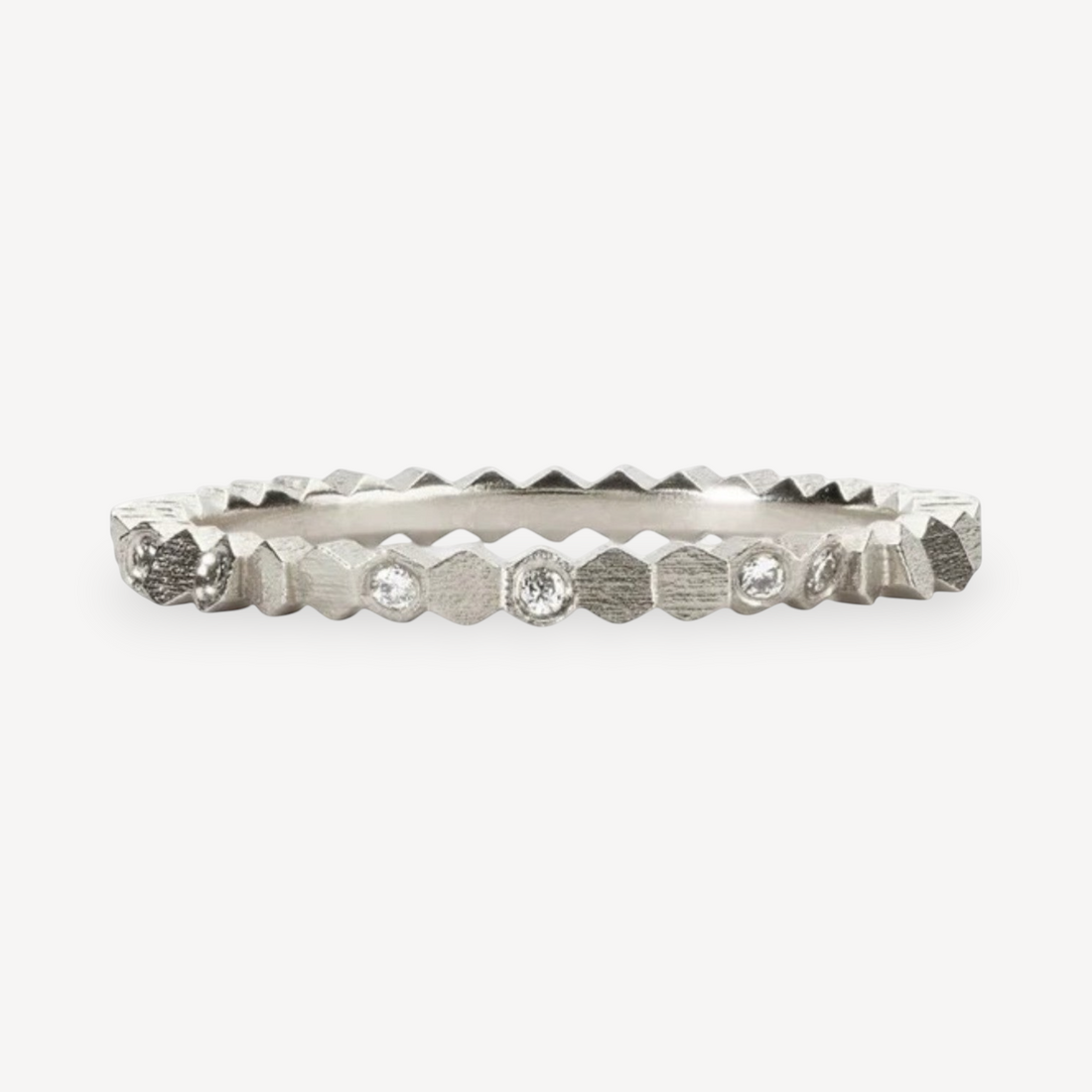 HEX Single Ring White Gold with Diamonds