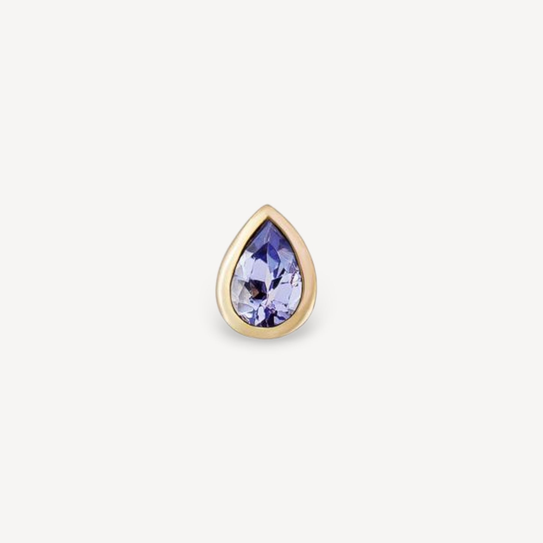 SINGLE mini bezel Pear Tanzanite Stud