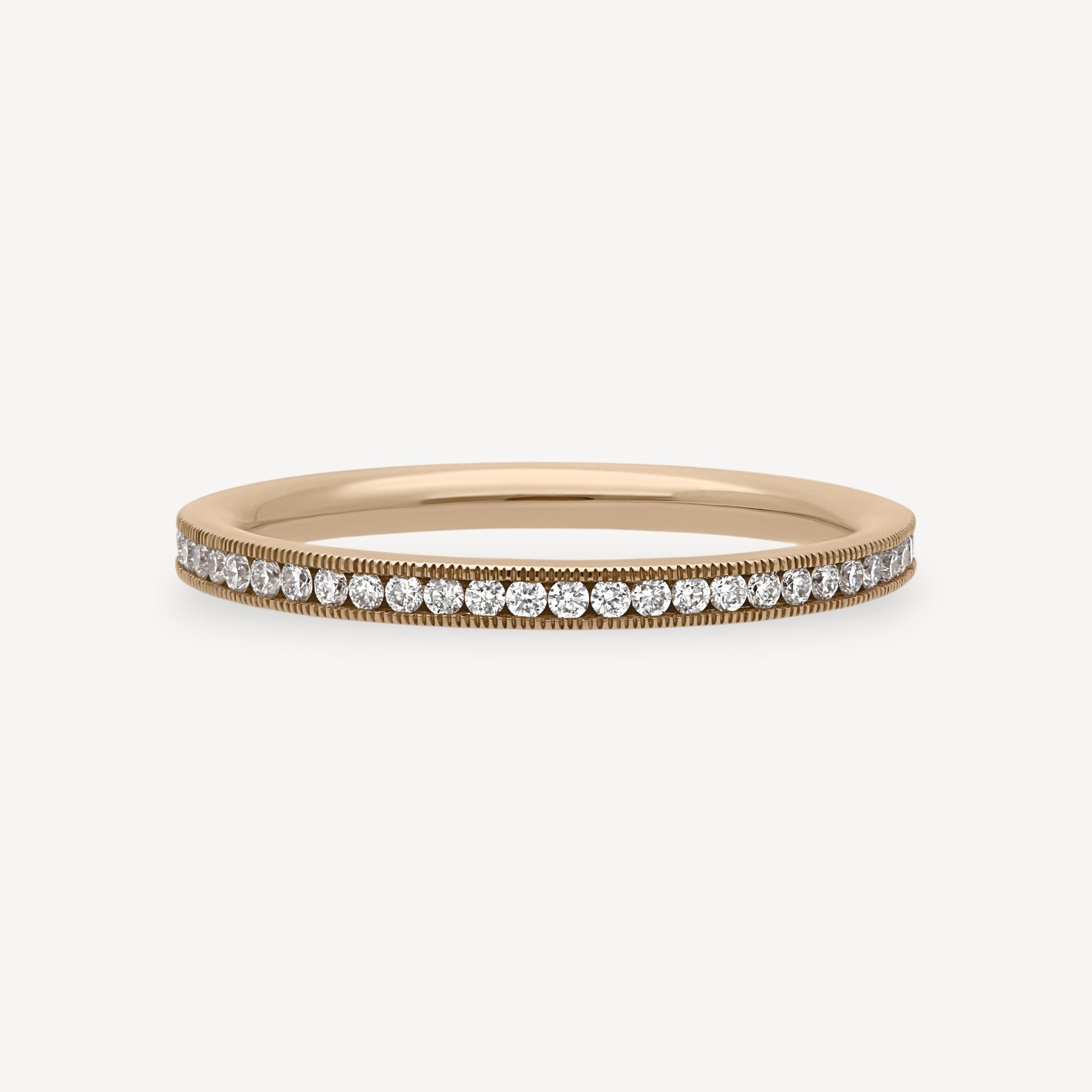 Eternity Ring Slim Channel Set Diamonds with Milgrain Rose Gold
