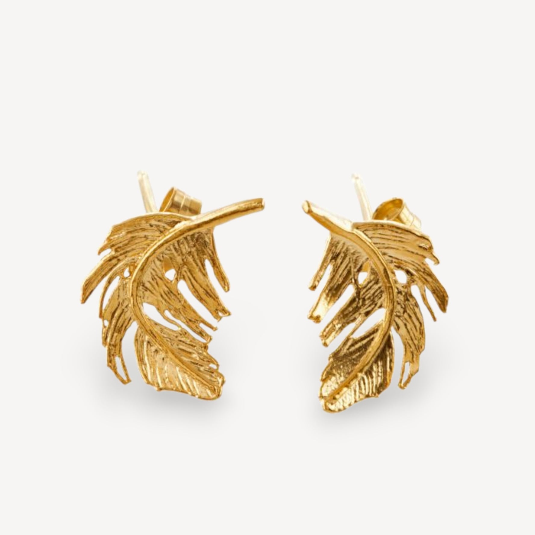 Small Feather Studs Gold Plated