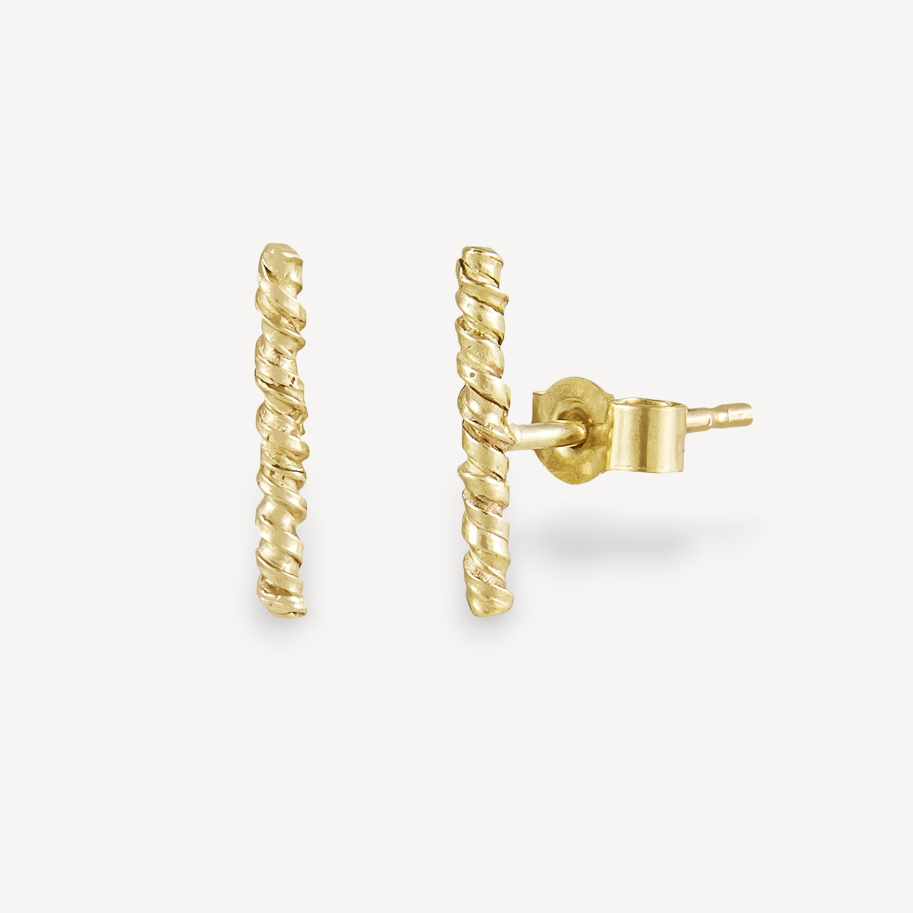 Small Twist Bar Gold Studs
