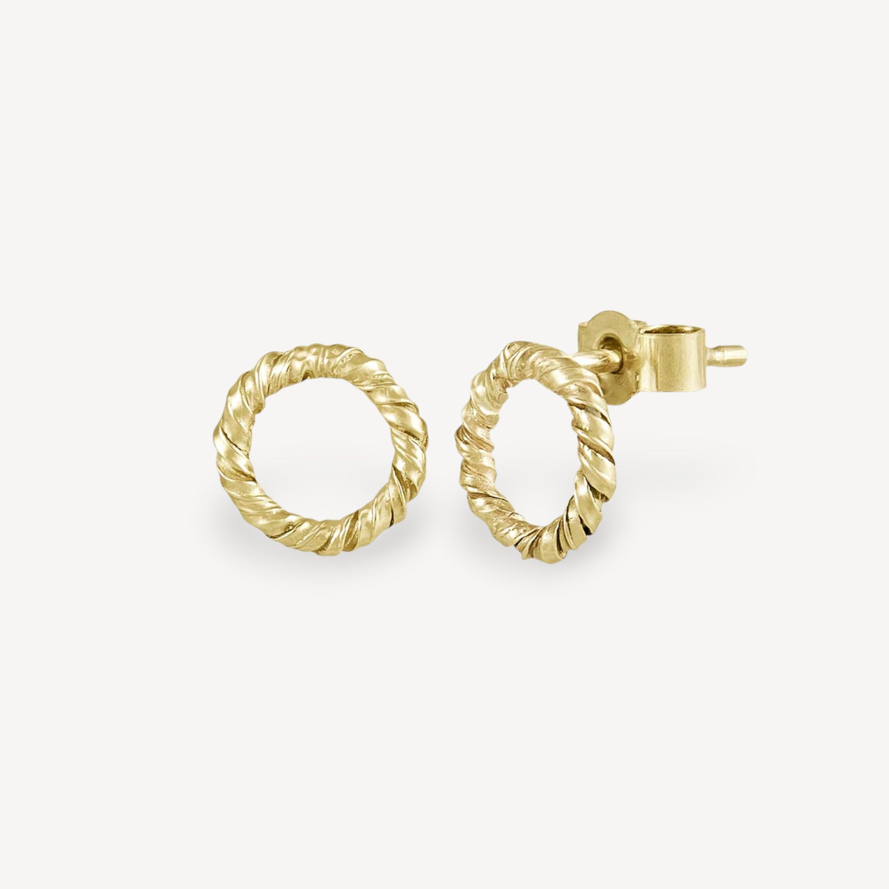 Small Twist Round Gold Studs