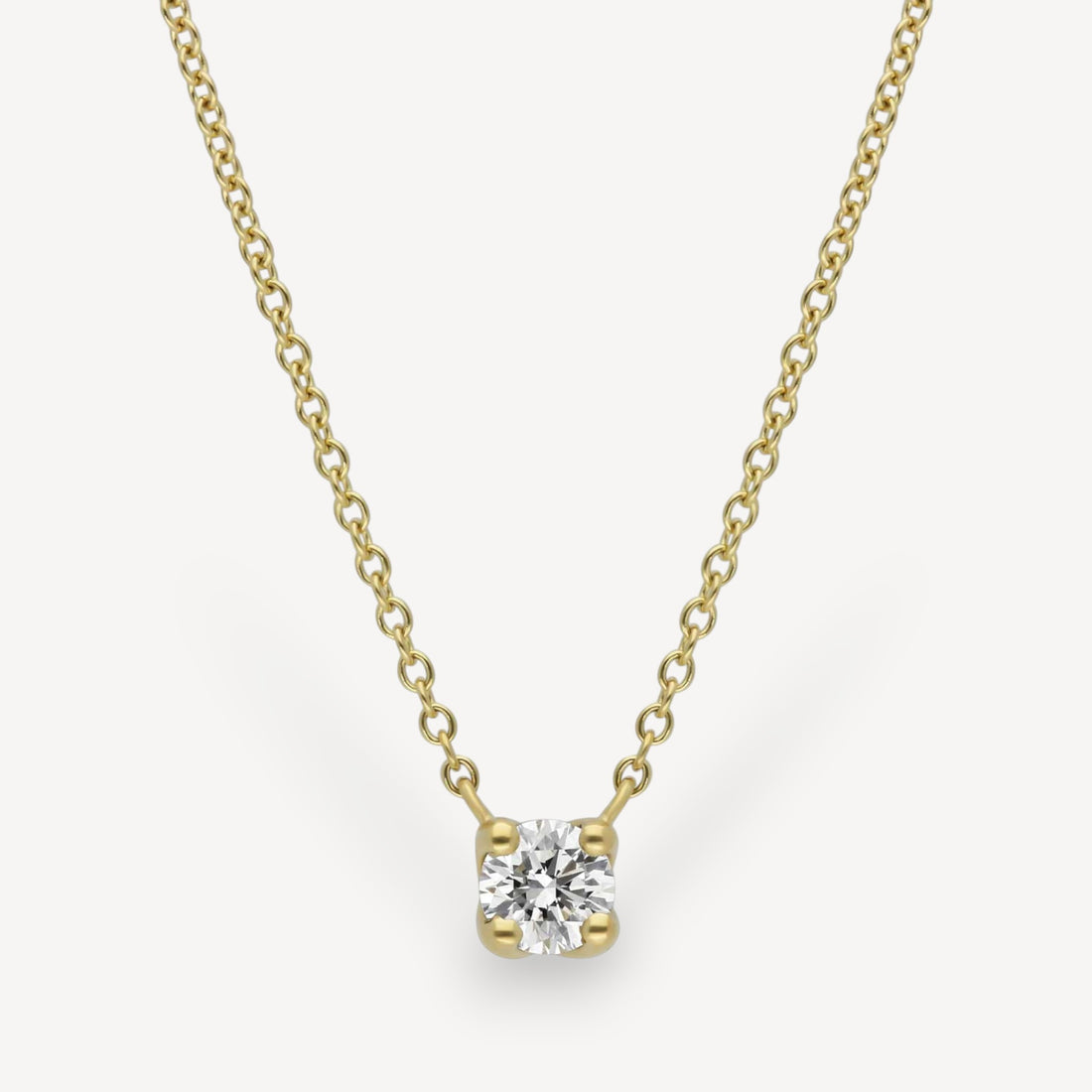 SOLITAIRE 0.32ct Round Diamond Pendant Necklace in Yellow Gold