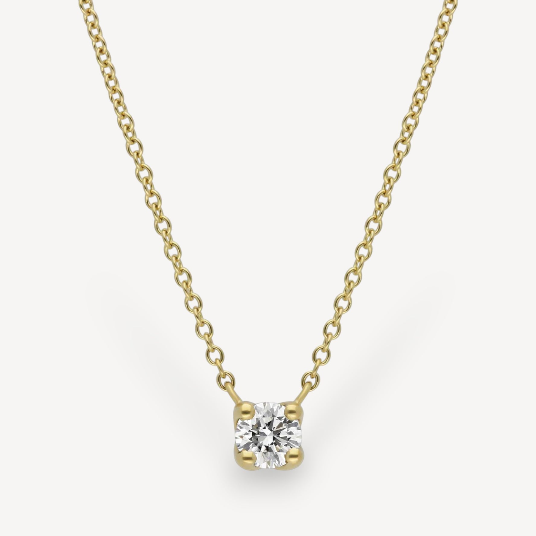 SOLITAIRE 0.32ct Round Diamond Pendant Necklace in Yellow Gold