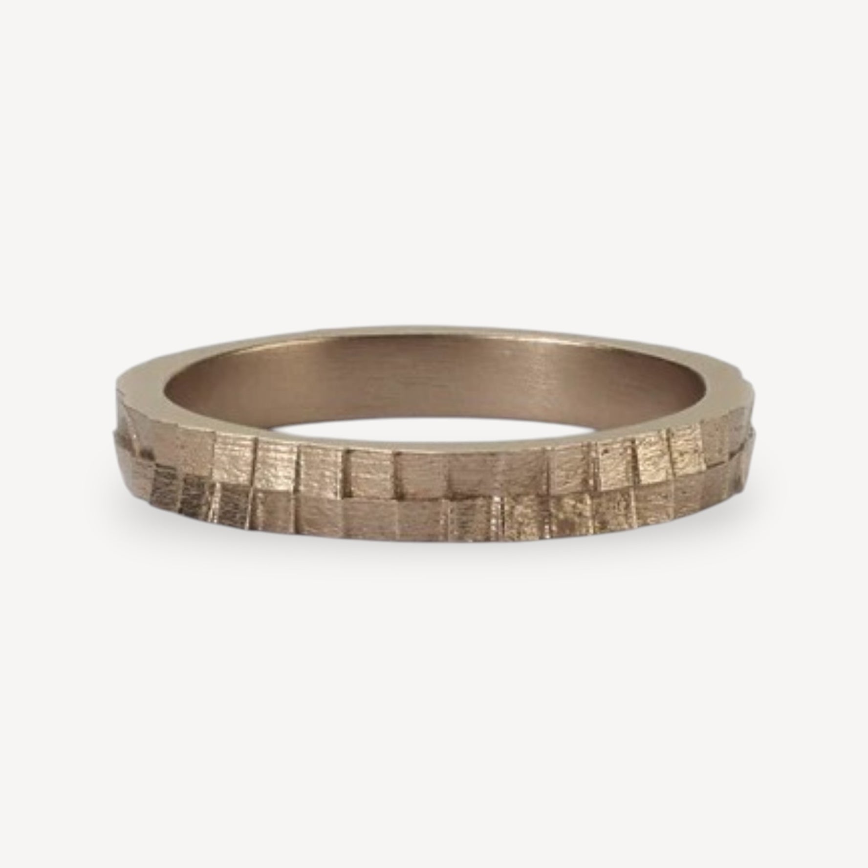 SQUARE Double Ring Warm White Gold