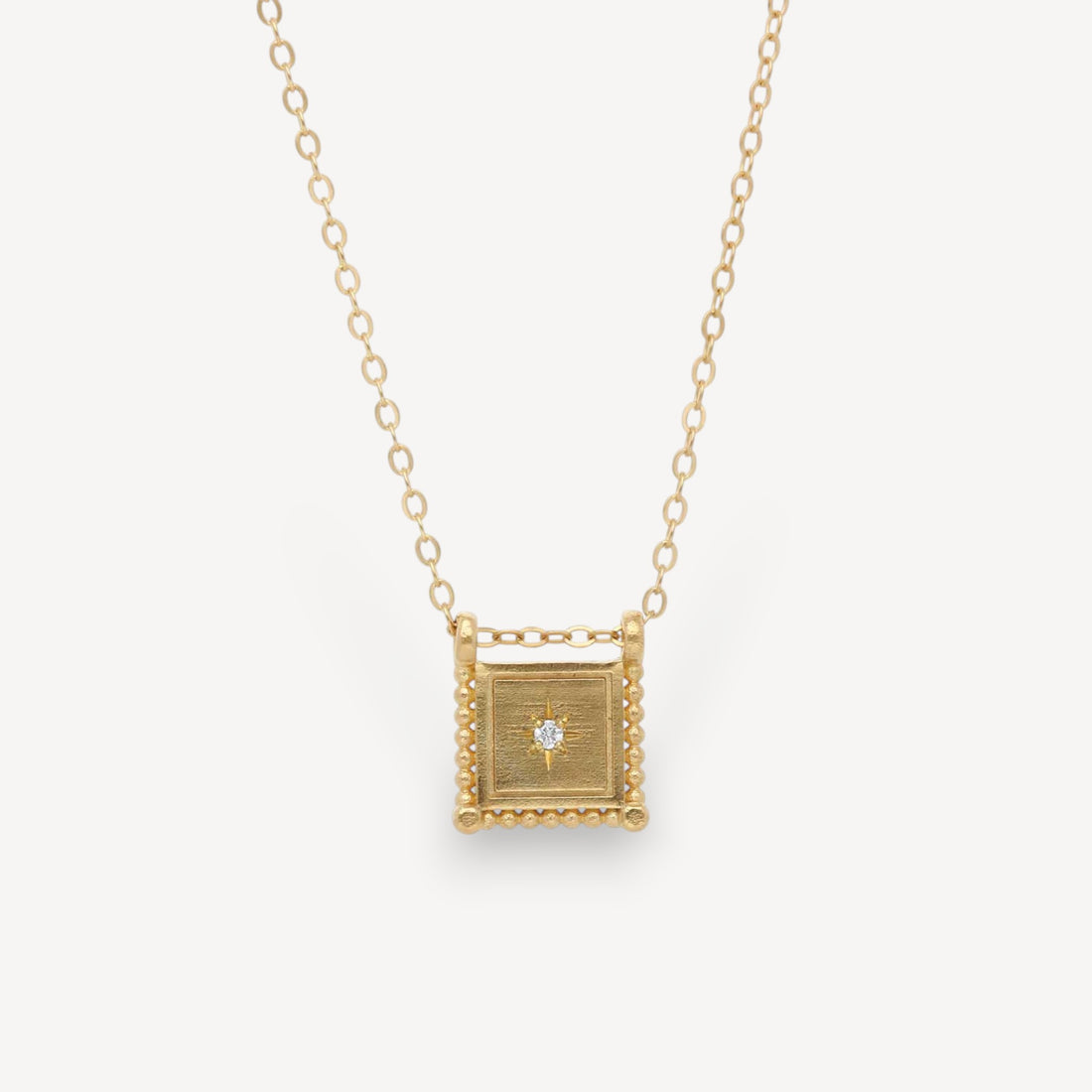Square Slider Necklace Gold Plated with Diamond
