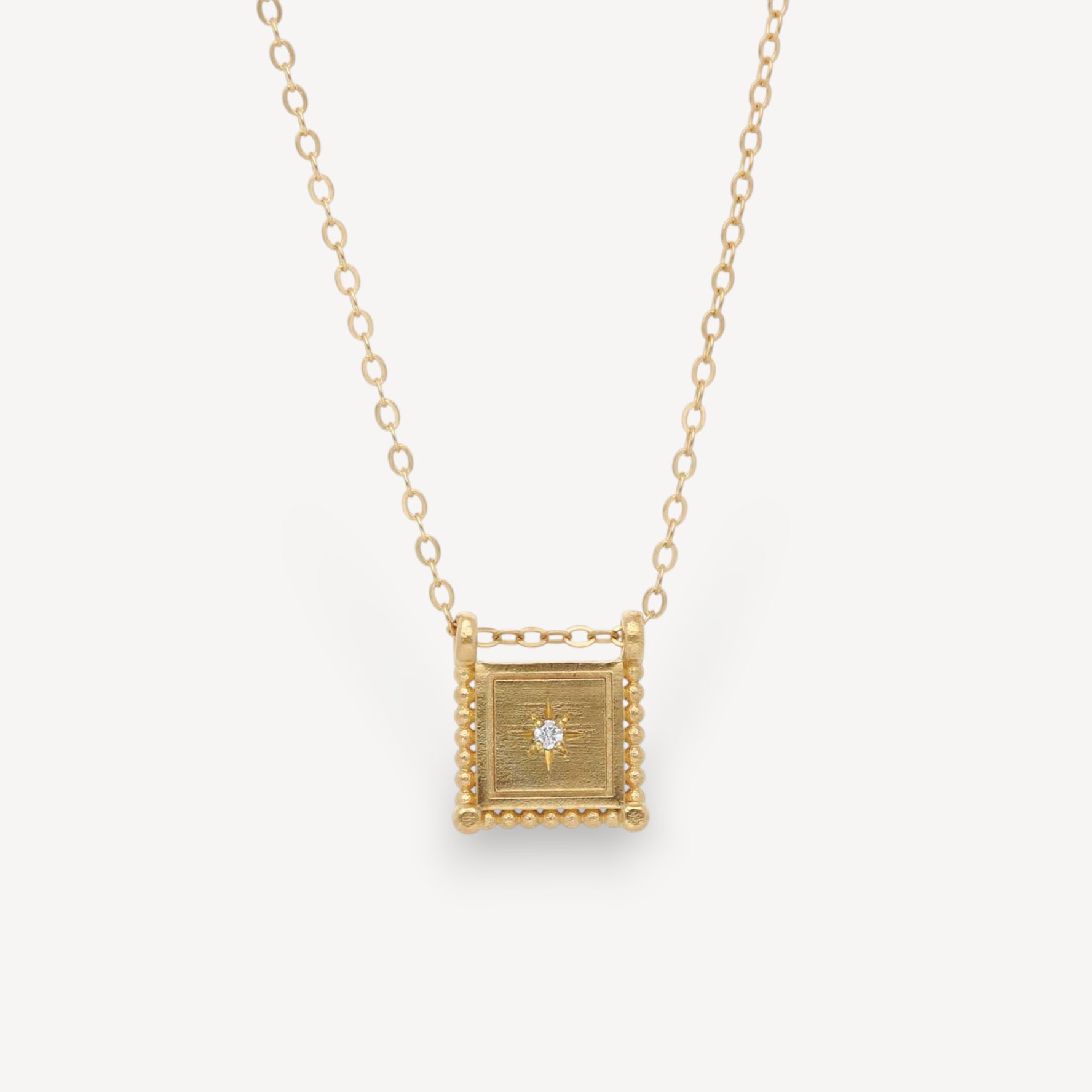 Square Slider Necklace Gold Plated with Diamond