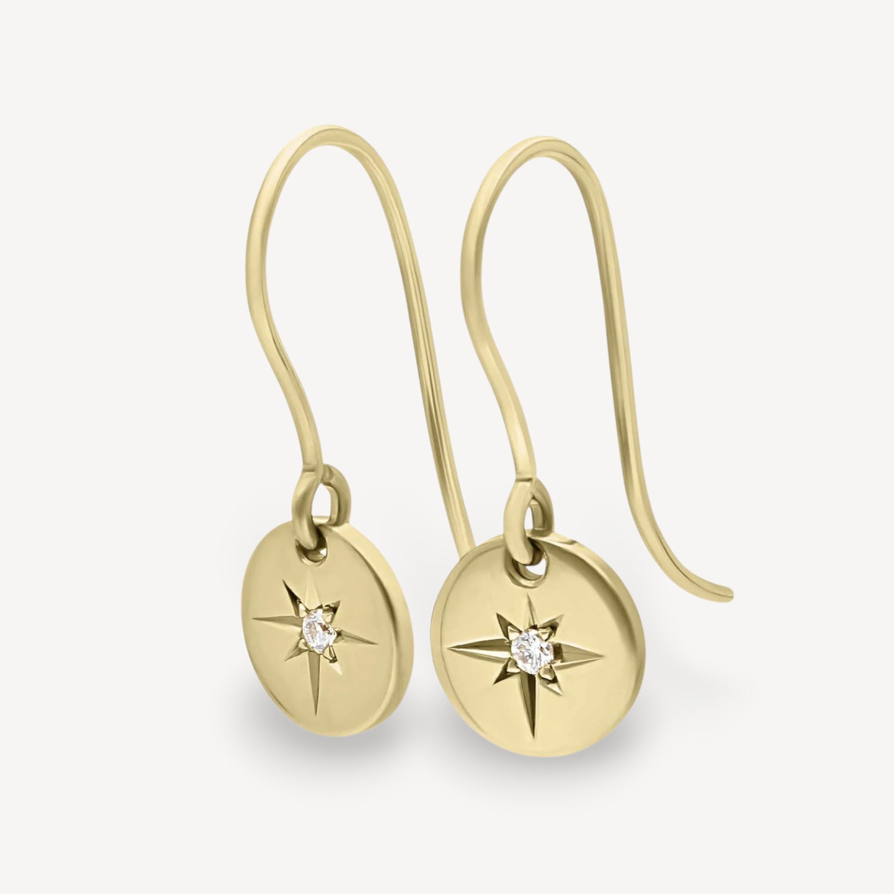 Star-Set Diamond Disc Drop Earrings Gold