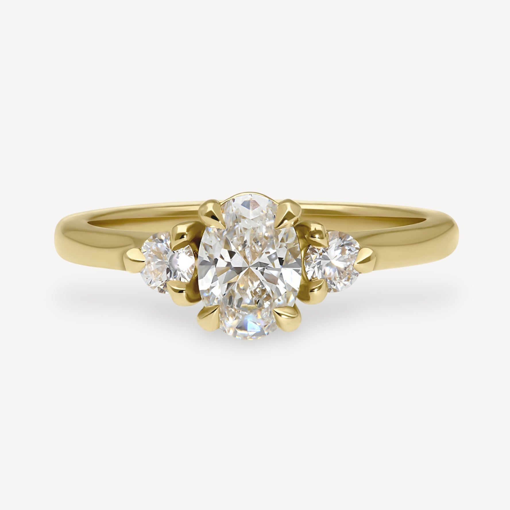 STELLA Oval Diamond Yellow Gold Trilogy Engagement Ring
